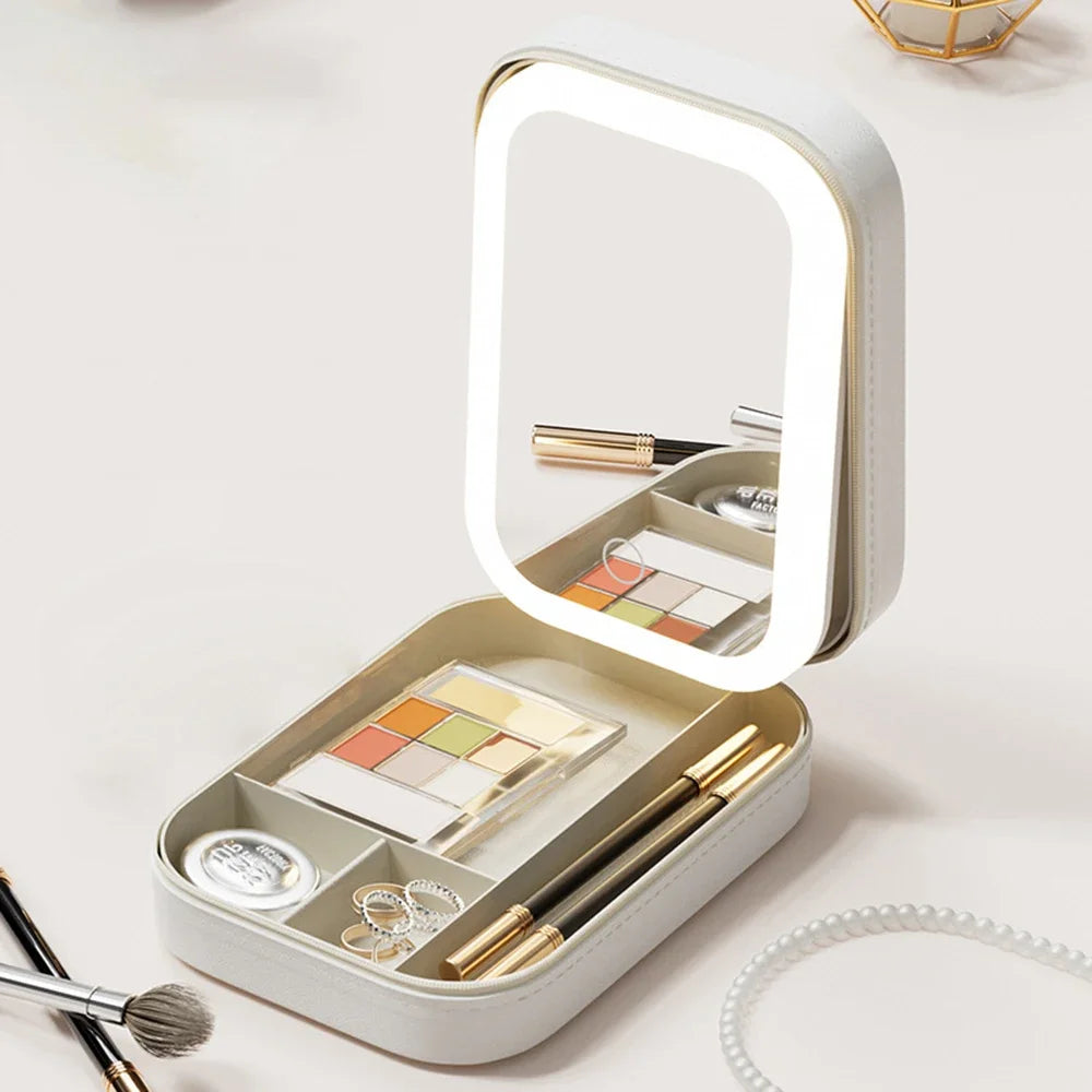 Mini LED Makeup Storage Box With Mirror