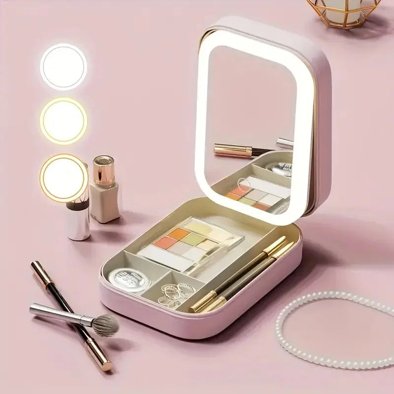Mini LED Makeup Storage Box With Mirror
