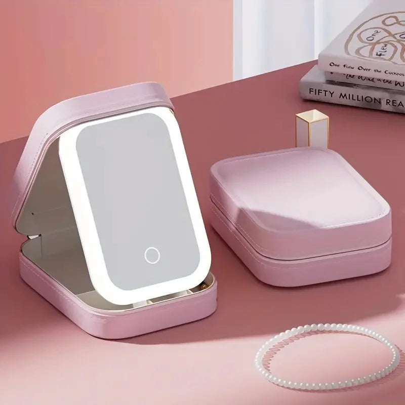 Mini LED Makeup Storage Box With Mirror