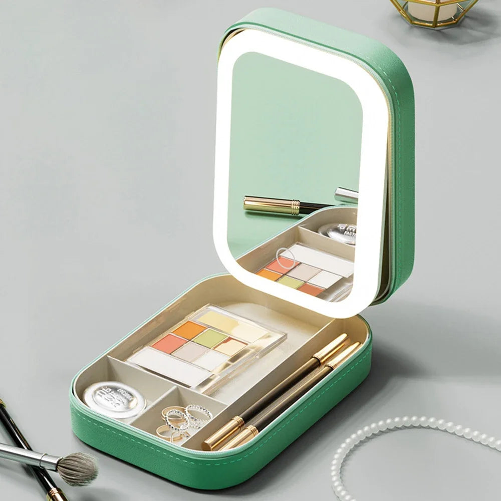 Mini LED Makeup Storage Box With Mirror