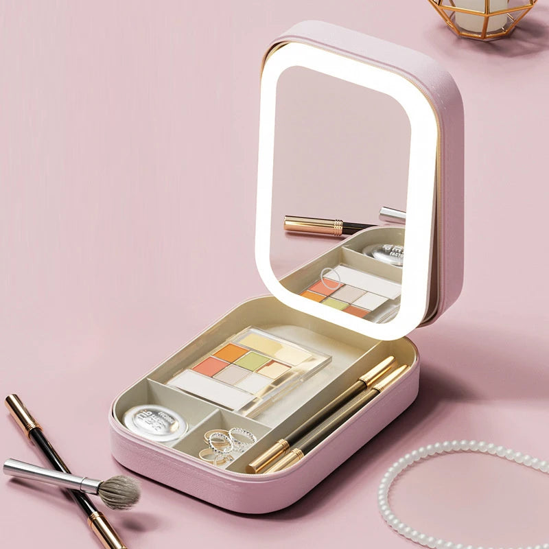 Mini LED Makeup Storage Box With Mirror