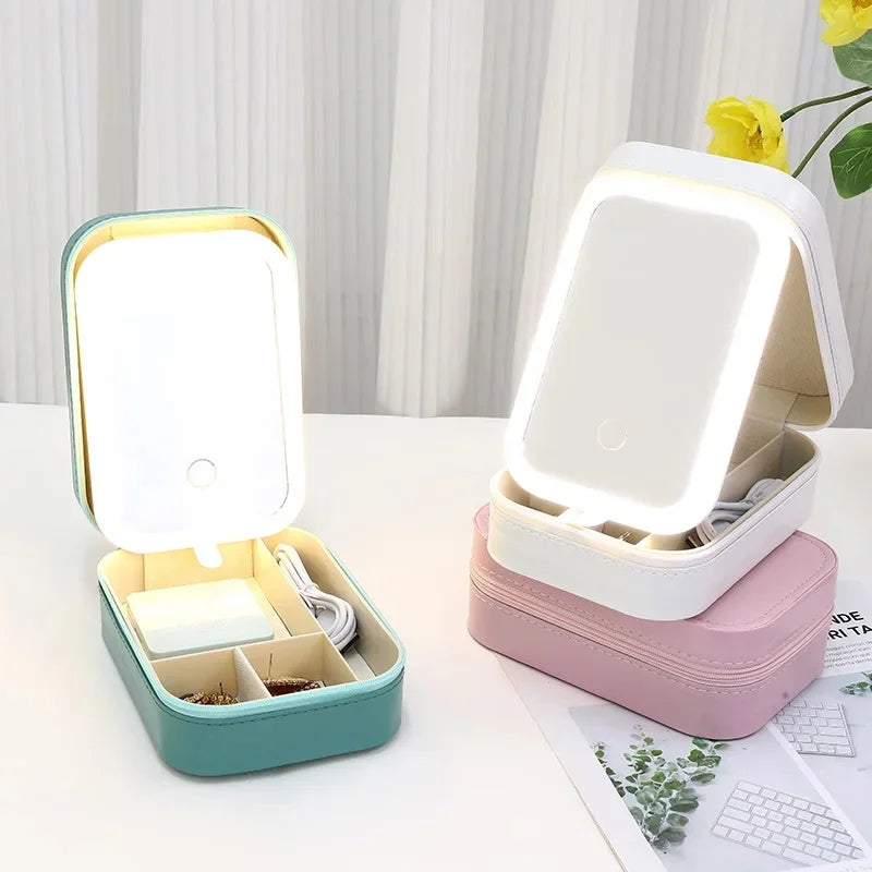 Mini LED Makeup Storage Box With Mirror
